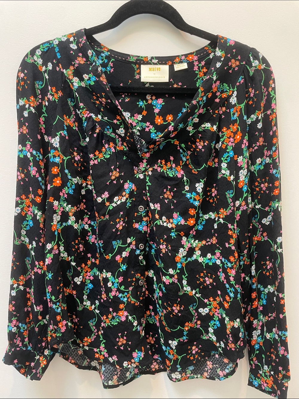 Anthropologie Maeve Avignon Floral Button-Front Blouse Size Small